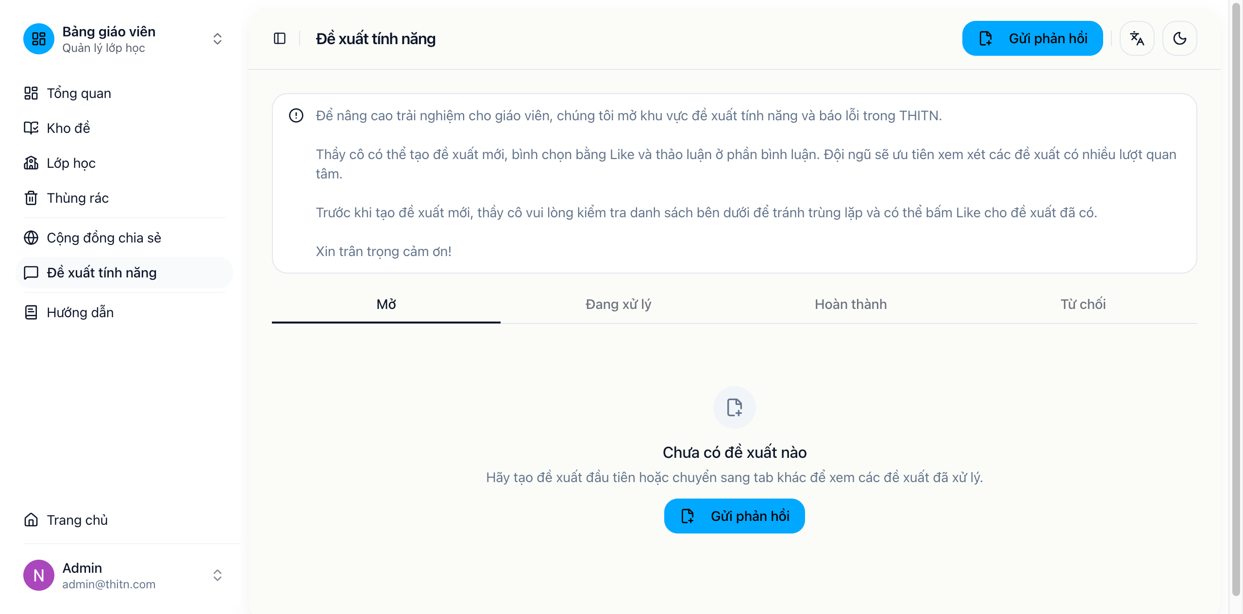 Danh sách phản hồi